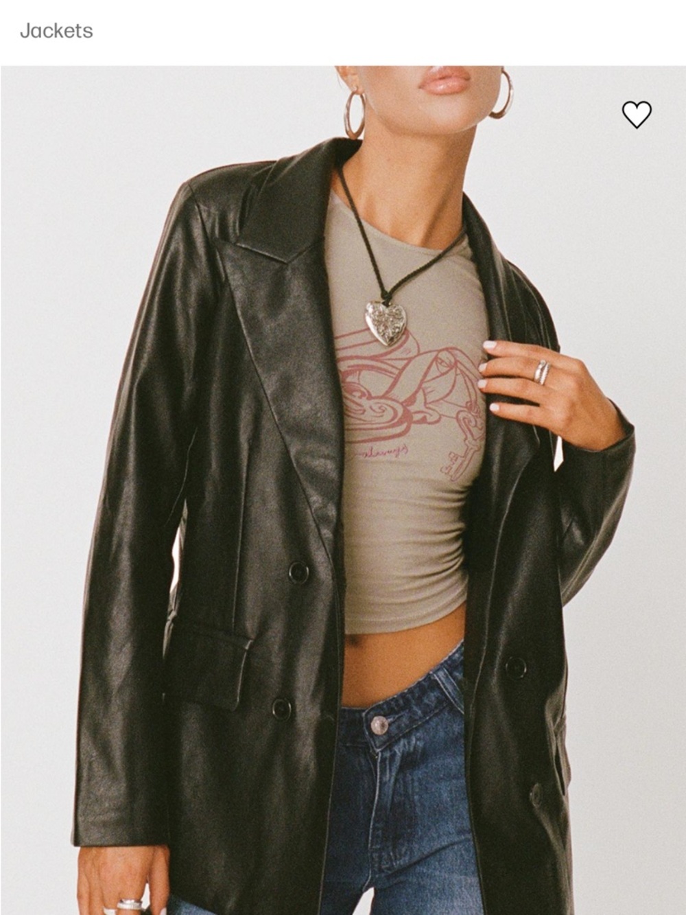 Princess Polly Black Faux Leather Blazer Jacket